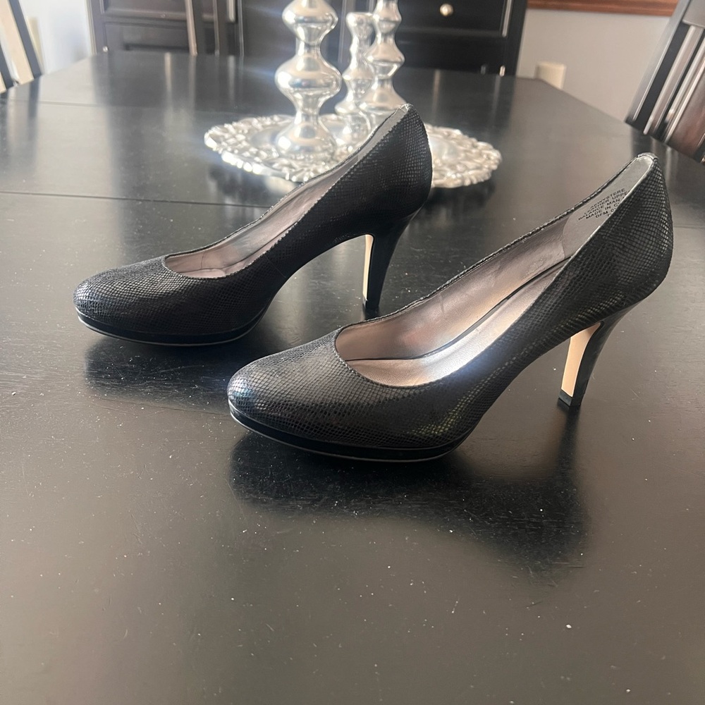 Anne Klein Black Textured Heels - Picture 3 of 5